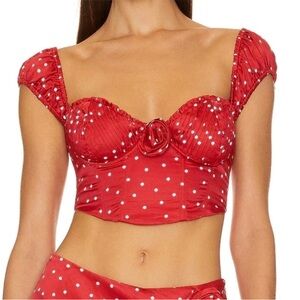 For Love and Lemons Elenor Red Polka Dot Corset Top in S NWT